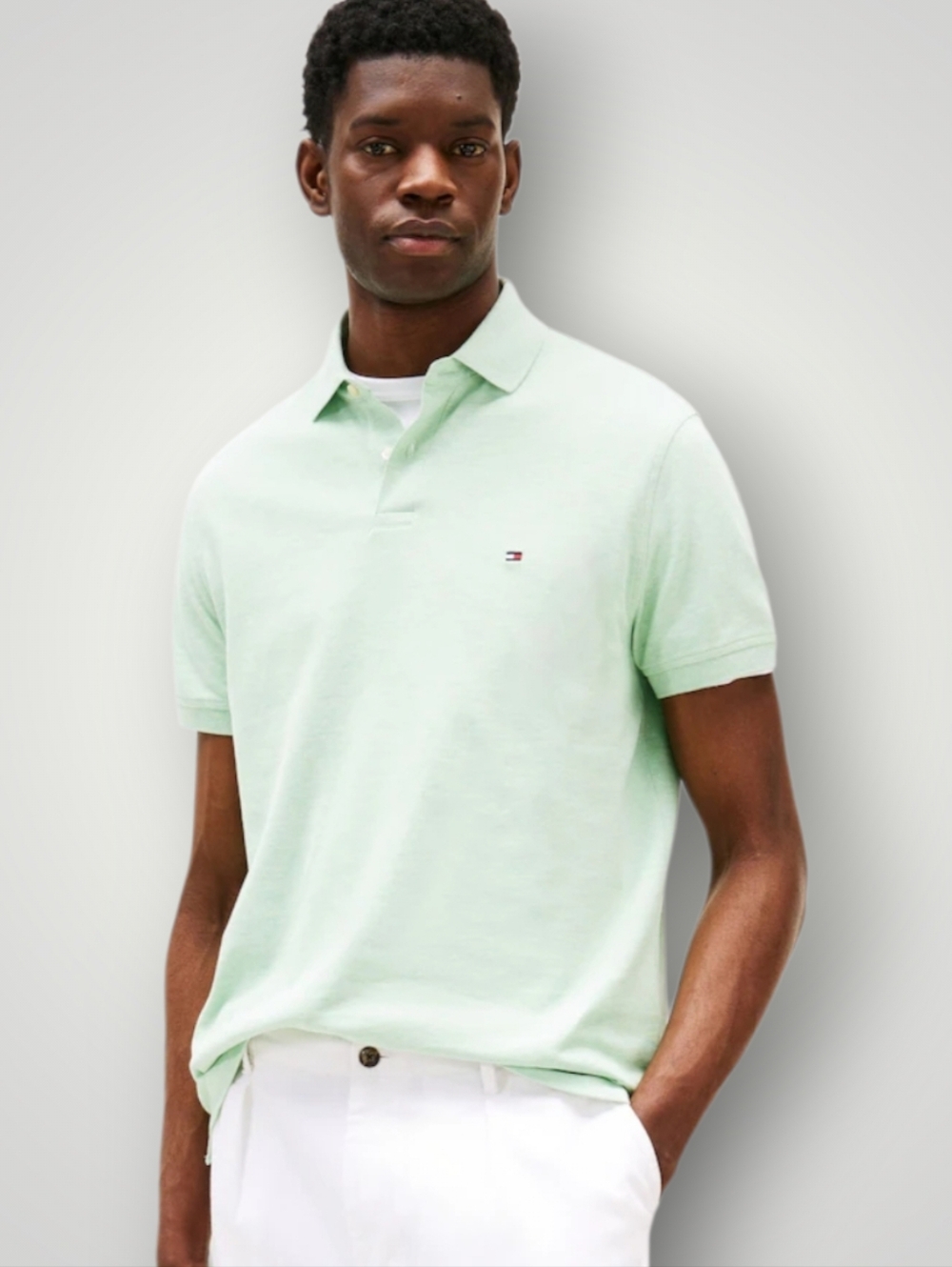 Tommy Hilfiger Men's XXL Classic Fit Mint Green Piqué Polo Shirt 100% Cotton